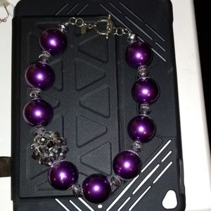 Purple jewled cluster choker
